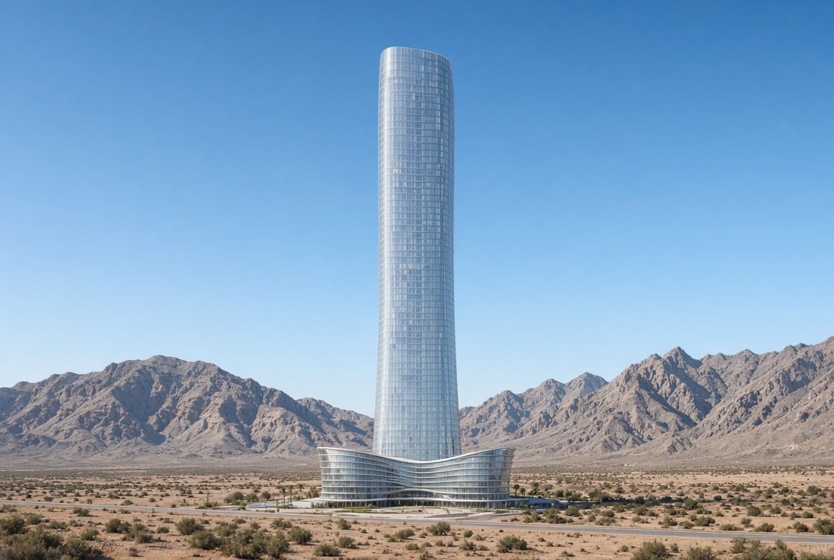 Blue glass tower of Fontainebleau Las Vegas